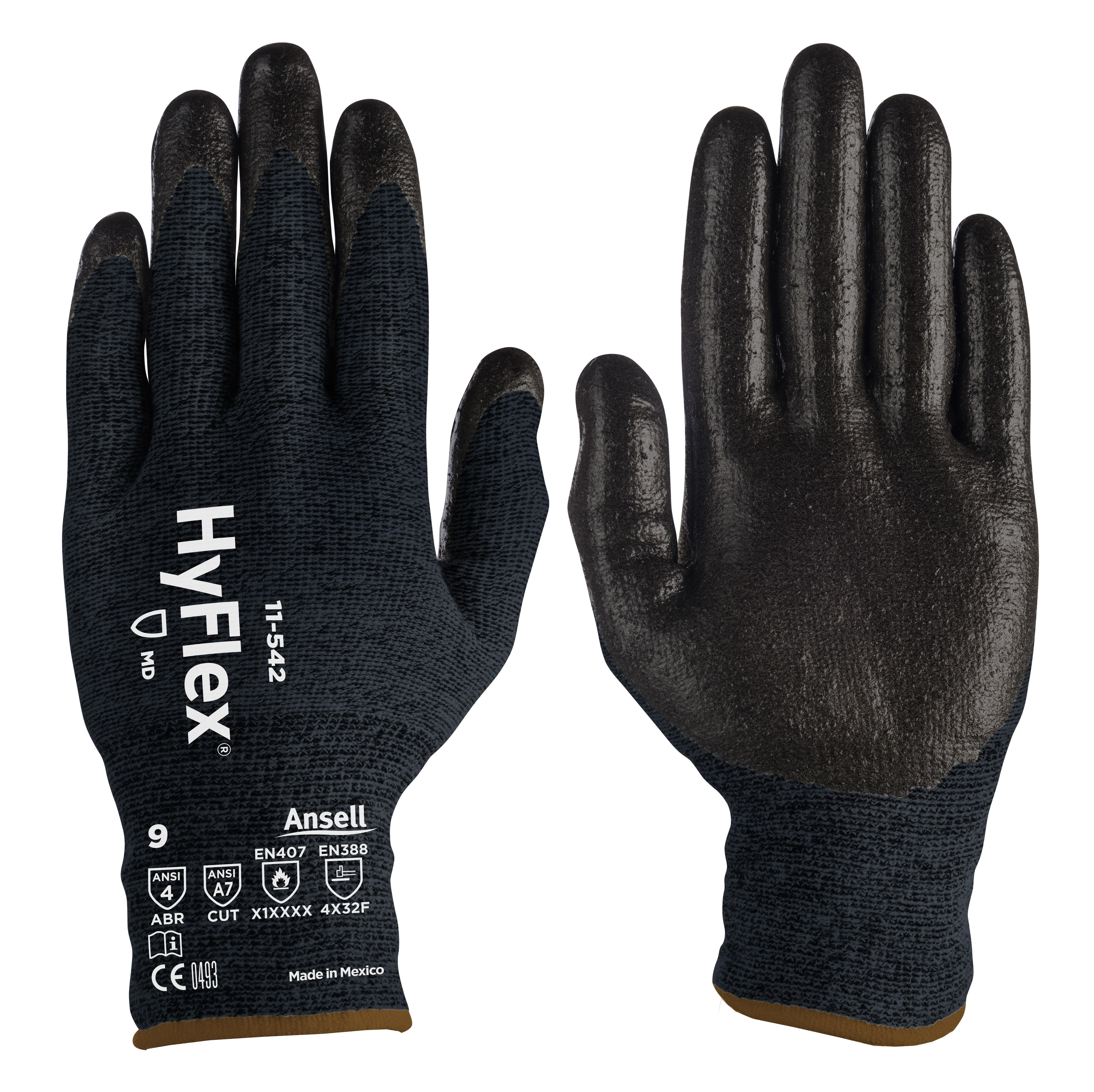 ANSELL HYFLEX 11-542 NITRILE COATED - Tagged Gloves